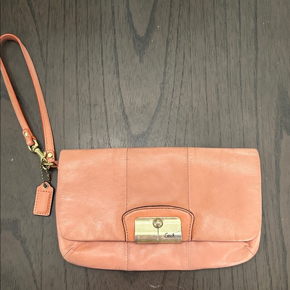 Coach Coral Kristen Leather large flap wristlet/bag - Picture 1 of 7
